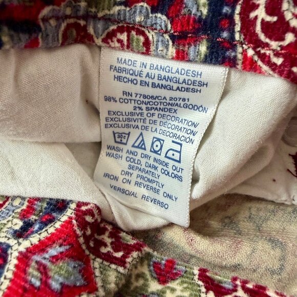 Vtg Y2K NWT Tommy Hilfiger Paisley Floral Wide Leg Corduroy Jeans | Boho Grunge - Picture 16 of 16